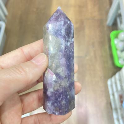 China China Wholesale Natural Crystal Towers Plum Tourmaline Points Hand Polished Tourmaline Placer Pink and Tourmaline Back Crystal Column for sale