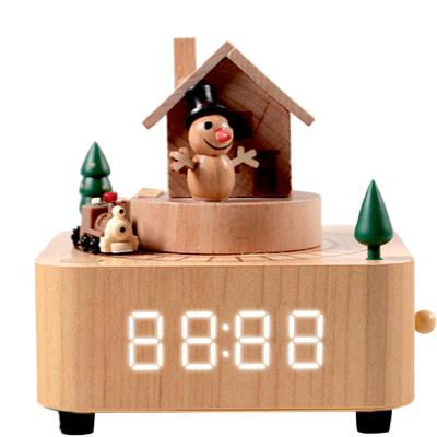 China Wooden BR Industry Dolphin Gifts Orgel Custom Clock Music Box Creative Wind Up Wooden Music Box With Spinning Toy Train for sale