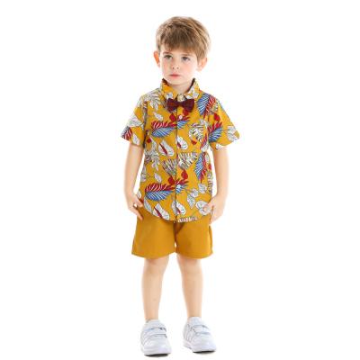 China Sample Formal Order Clothing Cotton Summer African Baby Clothes Shirt Set Short Sleeve Print Beach Kids Wear for sale