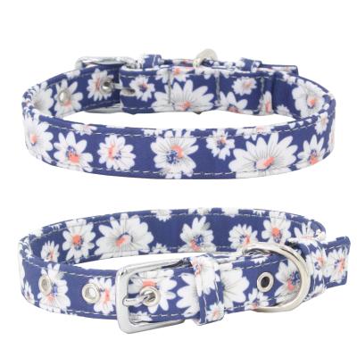 China 100% Printed Bohemian Popular Padded Cotton Canvas Dog Collar Pet Collar Dog Leash Pet Supplies Supplier for sale