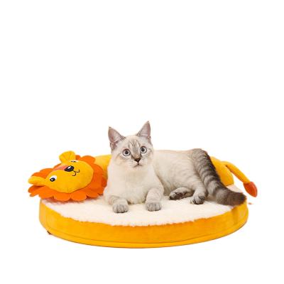 China Best Viable Selling 2021 Cartoon Lion Pet Sofa Bed Plus Velvet Thickened Fleece Cushion Kennel Cat Sofa for sale