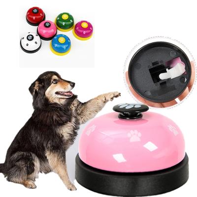 China Viable Factory Directly Sell Pet Footprint Bell Machine Training Cats And Dogs Controlling Meal Bell Metal Sounding Dog Trainer for sale