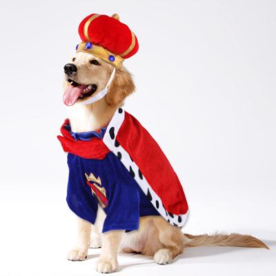 China Viable in Christmas Pet King Running Coat Set Halloween Dog Where Clothes Crown Hat Cat Pet Party Costume for sale