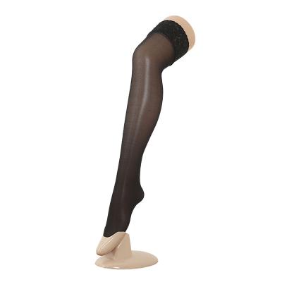 China Anti Slip YJ67 Anti Bacterial Good Quality Semi Sheer Nylon Thigh High Stockings Socks With Lace for sale