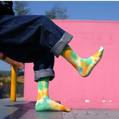 China 2021 Custom Hip Hop Street Skate High Quality Tie Dye Unisex Cotton Fashion Compression Logo Breathable Happy Socks for sale