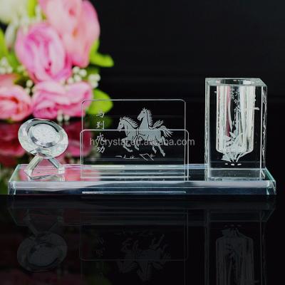 China HYOS04 Business Crystal Office Set For Anniversary Modern And Luxury Glass Souvenirs Gift For Business Gift for sale