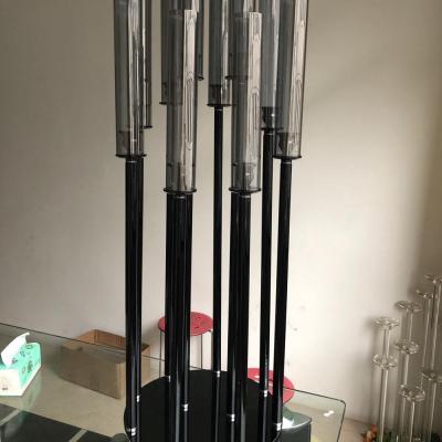 China Hot Sales 120 Cm Tall Crystal Black Weddings Glass Tubes Candelabra for sale