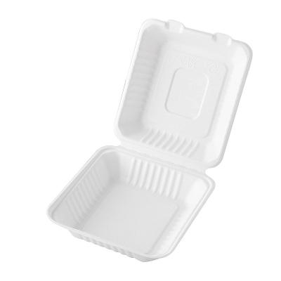 China Clamshell Lunch Box Disposable Compostable Biodegradable Bagasse Sugarcane Bagasse Food Container for sale