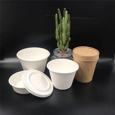 China 2020 Biodegradable Natural Compostable Disposable Dish Soup Cup 500ml Take Out Paper Cup For Soup for sale