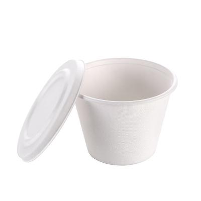 China Hot Sale Disposable Tableware 500ml Eco Bagasse Salad Bowl Noodle Soup Compostable Biodegradable Bowl For Restaurant for sale