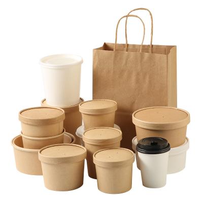 China 2020 Eco Disposable Biodegradable Sugarcane Bagasse Bowl 32oz Soup Container Wrapping Paper Salad Bowl Take Out Soup Bowl With Paper Lid for sale