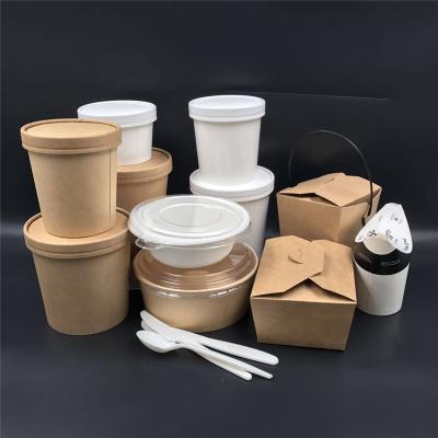 China 2020 Brown Paper Products 750ml Biodegradable Eco Packaging Paper Take Away Food Boxes empaque ecologicos Para alimento for sale