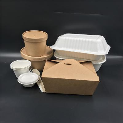 China 2021 biodegradable eco food packaging bagasse sandwich take away containers craft paper lunch box biodegradable takeaway for sale