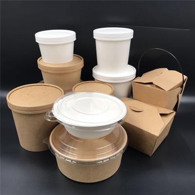 China 1100ml Disposable Biodegradable Biodegradable Takeout Lunch Box Packaging Kraft Paper Food Container With Lid for sale