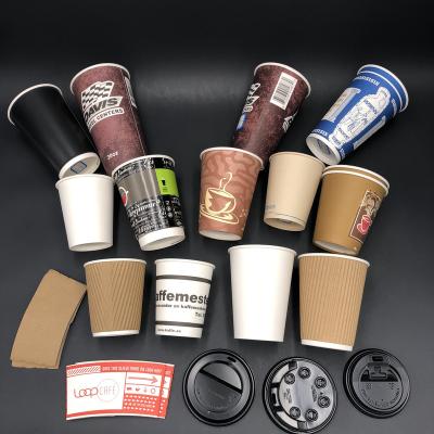 China 8oz 12oz 16oz Disposable Biodegradable Compostalbe Wall Takeway Eco Friendly Disposable Coffee Double Drinking Hot Cups Paper Cup Vermi Compostable Hot Compost for sale