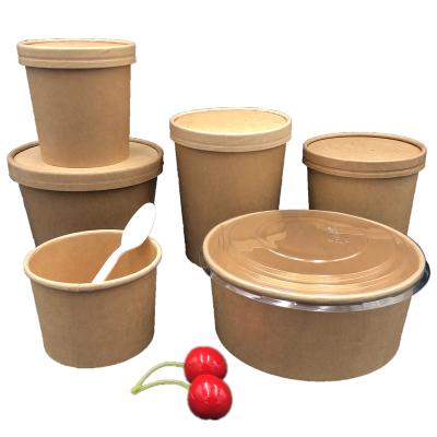 China Eco Biodegradable Food Wrapping Disposable Biodegradable Take Away 16oz Soup Cup Container Wrapping Paper Hot Soup Bowl With PLA Lid for sale