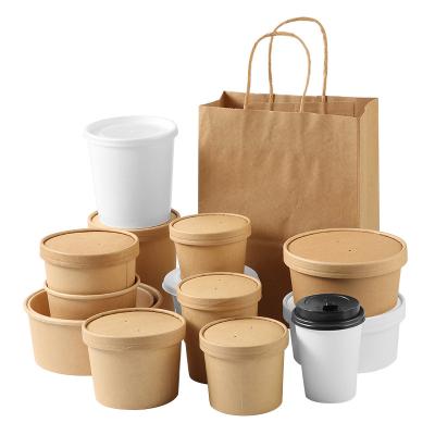 China hot sale biodegradable 32oz paper cup paper soup disposable biodegradable takeaway container eco food packaging packaging with plastic lid for sale