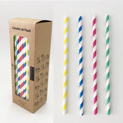 China 2022 Disposable Eco Friendly Products 197mm White Take Away Individual Wrapped Biodegradable Disposable Drinking Paper Straw For Party for sale