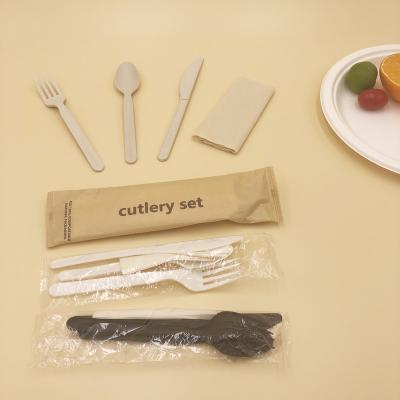 China Eco Friendly Restaurant Biodegradable Green CPLA Knife Fork Spoon Disposable Travel Set 100% Compostable Biodegradable Cutlery For Kids for sale