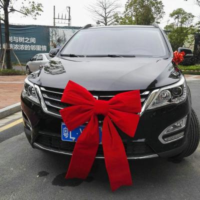 China 24 Inch Floral Wedding Favors Flocked Velvet Ribbon 3D Structural Holiday Car Bow for sale