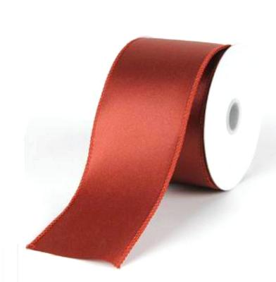 China Christmas 10 yards 63 mm wired edge chocolate satin fabric ribbon for gift box wrapping decoration for sale