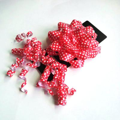 China Luster Everyday Valentine's Day Wedding Holiday Party Gift Package Decoration Polka Dot Printing Curly Ribbon Bow Package for sale