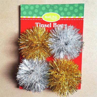 China 4 Pack Aluminum Tinsel Garland Christmas Bow 4.5 Inch Gift Wrap Decoration for sale