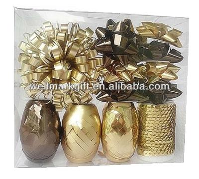 China Gold Metallic Luxury Chocolate Christmas Gift Certificate Tin Box Wrapping Poly Package Decoration Ribbon Bow Curling Accessory for sale