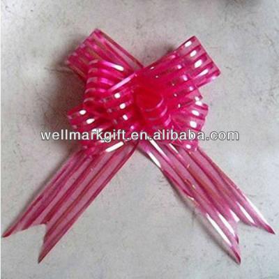 China Iridescent Fuchsia Striped Organza Ribbon Wedding Decoration Butterfly Pull Bow for sale