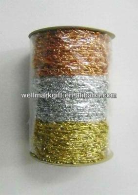 China Christmas Gift Decoration Wrapping Aluminum Tinsel Stretch Ribbon Cord Band for sale