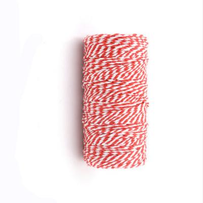 China 2mm Daily 100 Meters Cotton Twisted Two Ply Twine Twine Ribbon Rope Red White Rope for sale