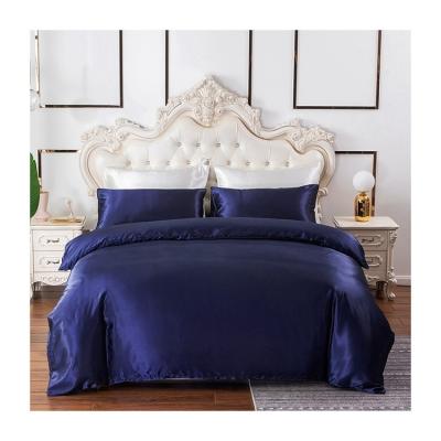 China Luxury Nondisposable Silk Satin Pillowcase Bed Sheet 4pcs Silk Bedding Set Luxurious Silk Bedding Set for sale