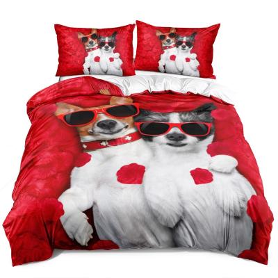 China Amazon Nondisposable Hot Selling Luxury Custom Red 100% Polyester Duvet Cover Bedding Set Luxury 3d Bedding Set for sale