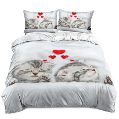 China Nondisposable Hot Sale Cat Designers Bedding Set 3d Luxury Bed Sheets New For Kid for sale