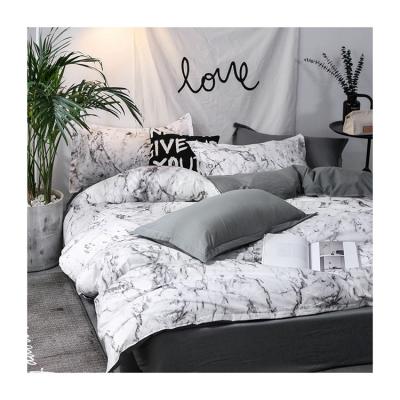 China Brushed Microfiber Bed Quilt Set Nondisposable Bedding Marble Bedding King Set 2021 for sale