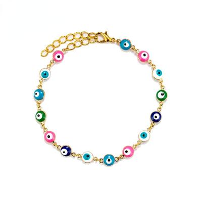 China Other Wholesale Gold Plated Bracelet 2021 Red Eye Blue Enamel Bead Bracelet Jewelry For Women for sale