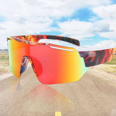 China 2021 Outdoor Glasses Box Sports Big Frame Sunglasses Colorful Coating Riding Sunglasses for sale