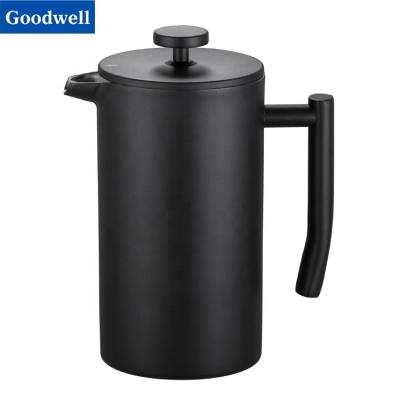 China *Amazon Viable Double Wall Stainless Steel Popular Black French Press and Coffee Press Stainless French Press Coffee Maker 1000ml for sale