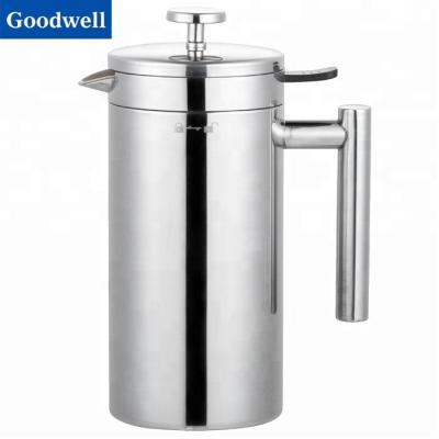 China WITH LID * New Design 1000ML Stainless Steel Double Wall Coffee Plunger French Press Coffee Maker Thermal French Coffee Press for sale