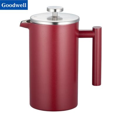 China Popular Viable Red Amazone Double Wall Stainless Steel French Press and Coffee Press Stainless French Press Coffee Maker 1000ml for sale