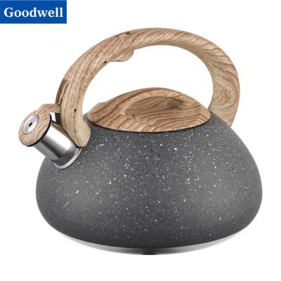 China *Amazon Popular Gray Color Stainless Steel Whistling Kettles Viable And Whistling Water Kettles 3L for sale