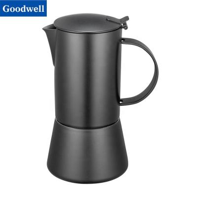 China Popular *Amazon Viable Stainless Steel Mocha Pot Pot Espresso Coffee Pot and Mocha Coffee Pot 6 Cups Black Color for sale