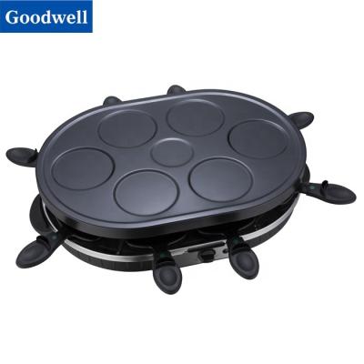 China Household 1500W Adjustable Electric BBQ Grill and Electric Raclette Grills with 8 Non-Stick Grill Pan for sale