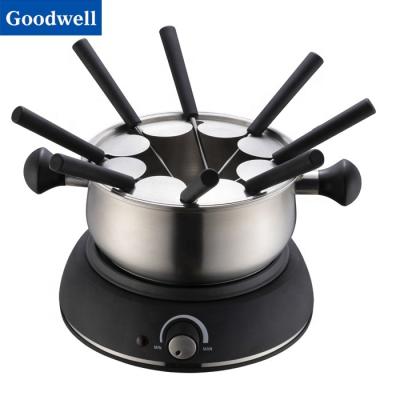 China Sustainable Large Stainless Steel 1500W Electric Fondue Pot Cheese Melter Fondue Set for sale