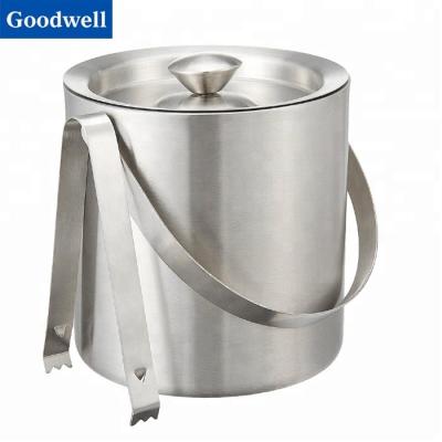 China Sustainable Popular High Polished Stainless Steel Double Wall Ice Bucket for sale