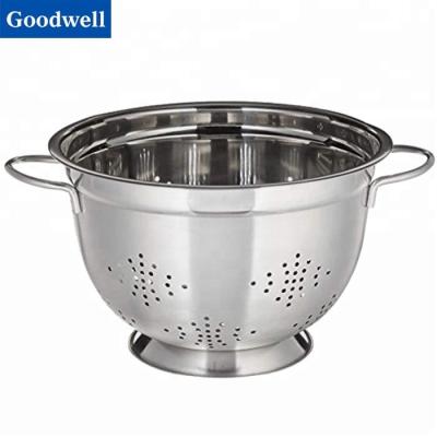 China Sustainable Popular High Polished Stainless Steel Colander for sale