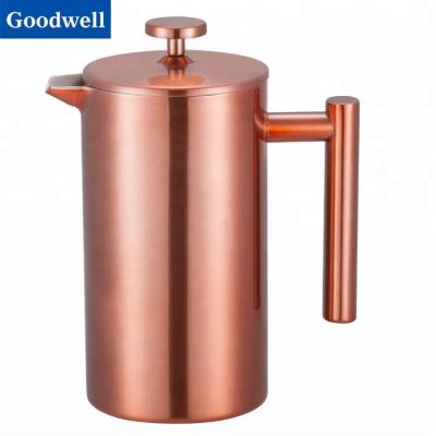 China Sustainable Popular Amazon Ebay Copper Coated Stainless Steel Double Wall Coffee Press for sale