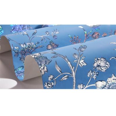 China Direct Selling Modern Cheap Chinese Flower and Bird Pattern Laser Effect Flexographic Wallpaper for sale