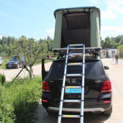 China Straight Bracing Type Camping Auto Roof Car Truck 2 Person Triangle Fiberglass Hard Top Tent Hard Shell for sale