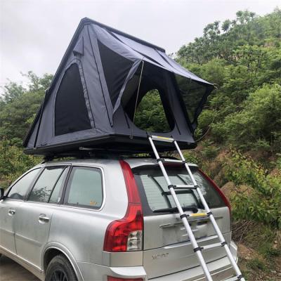 China Hard Top Car Roof Top Tent 4 People Aluminum Triangle Straight Tying Type Hard Shell Roof Top Tent For Camping for sale